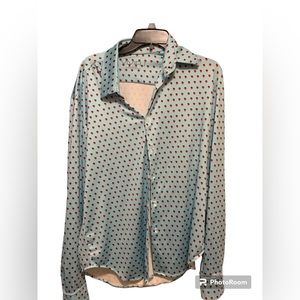 Men’s size‎ large Vivifli blue sunrise dress shirt made with plastic bottles